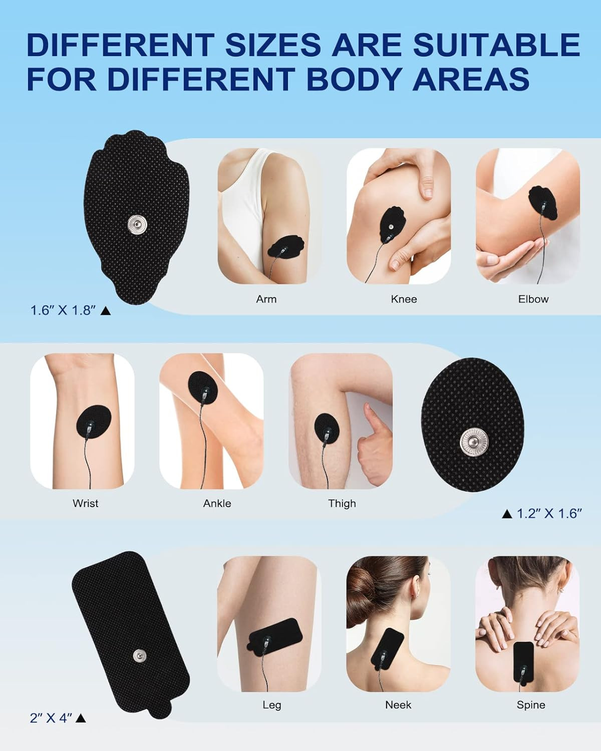 10 Pack Large TENS Unit Electrodes Pads, Upgraded Self-Adhesive Latex-Free No…