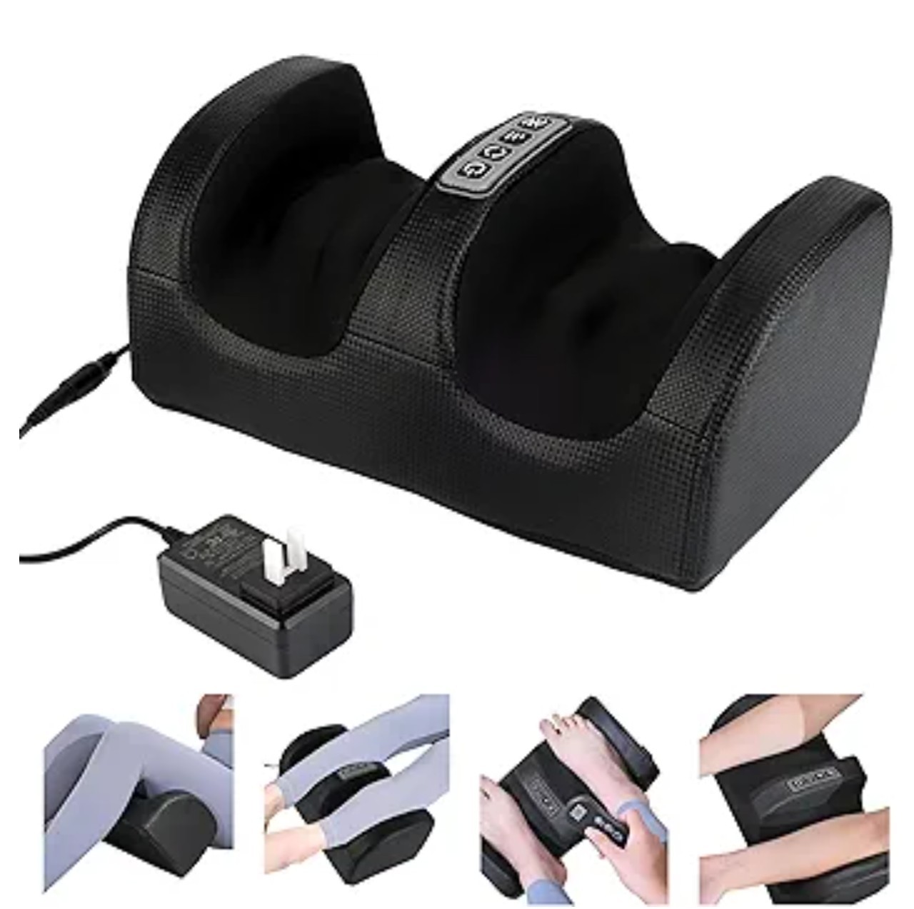 Electric Shiatsu Foot & Calf Massager with Heat Deep Tissue Relief Black​ – NOB