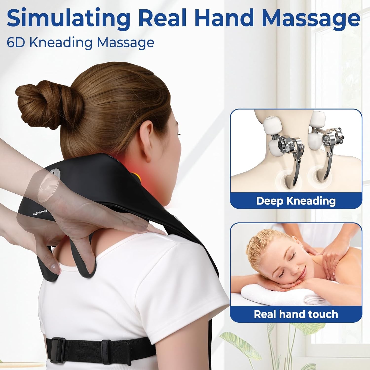Neck Shoulder Massager with Heat Wireless Adjustable Width Deep Tissue Shiatsu