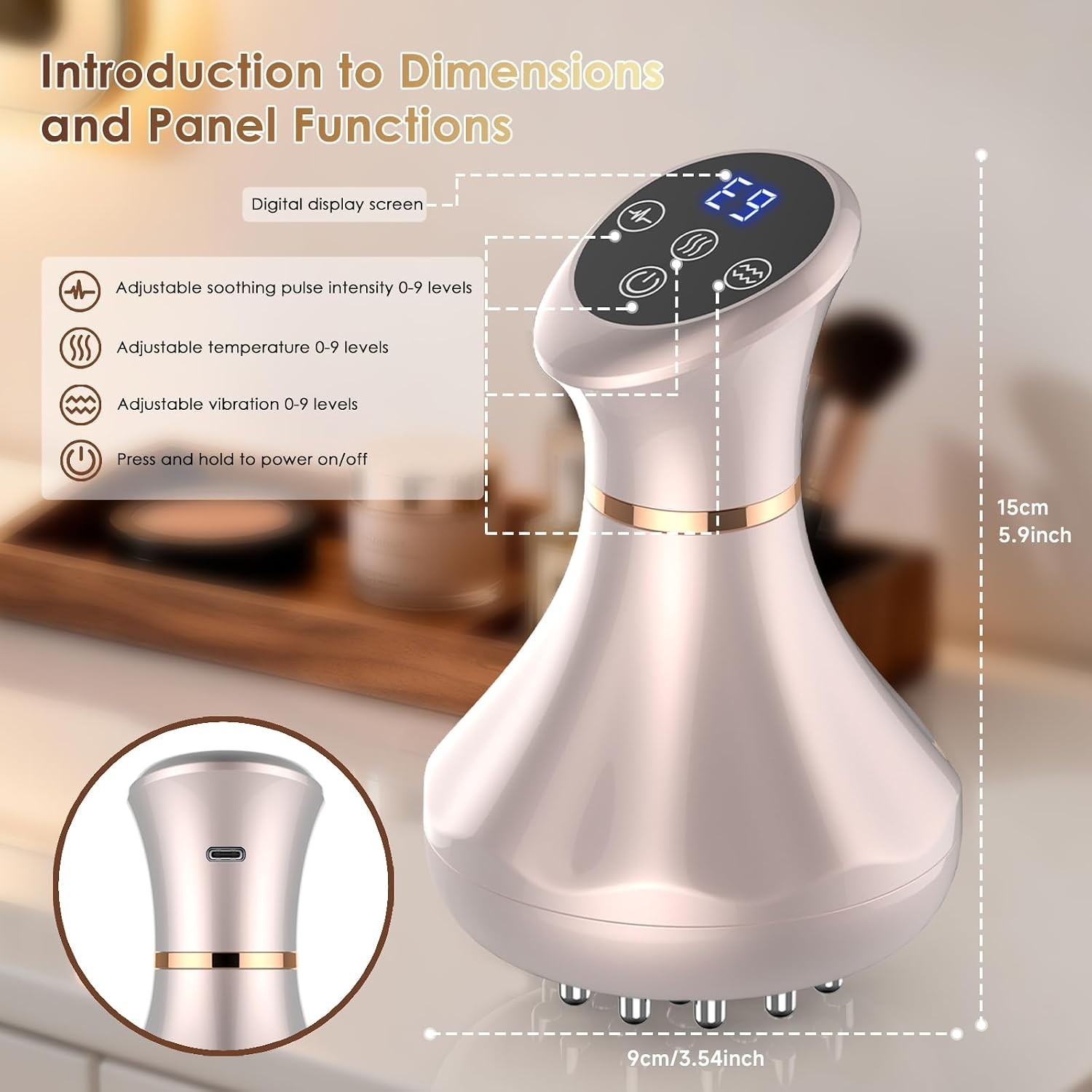 Rechargeable Handheld Massager for Pain Relief and Cellulite Reduction – 4-in-1