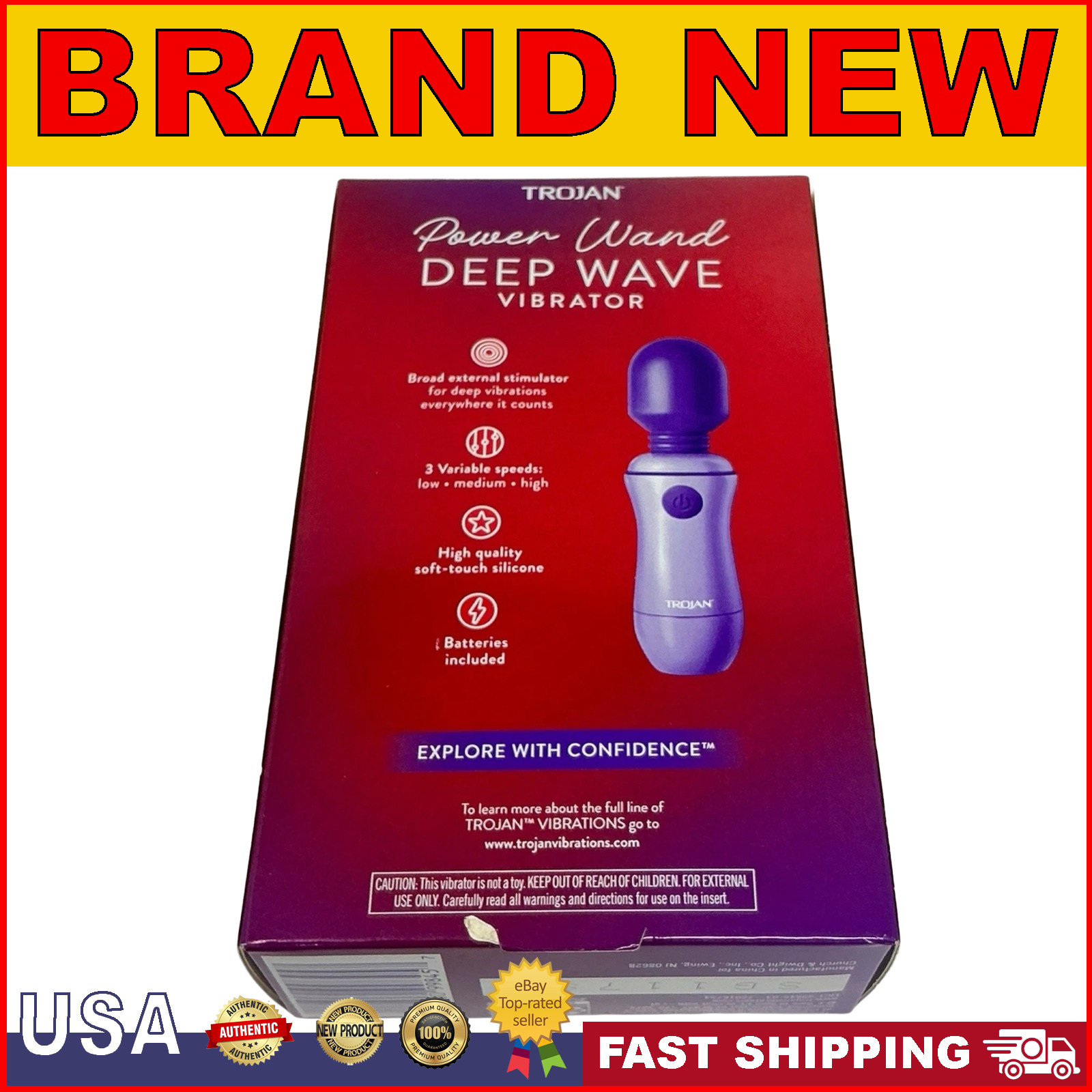 Trojan Vibrations Power Wand Deep Wave Massager, Multi Speed Vibrator | NEW