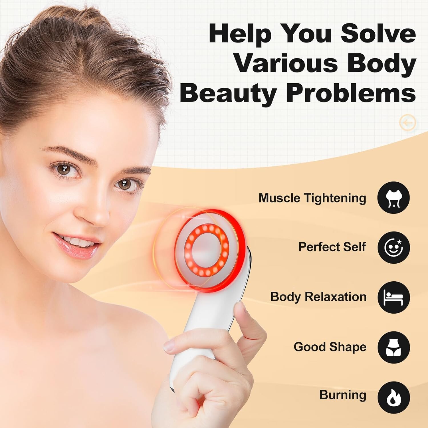Black 3-in-1 Cordless Handheld Massager 3 Modes For Abdomen Waist Arms Legs