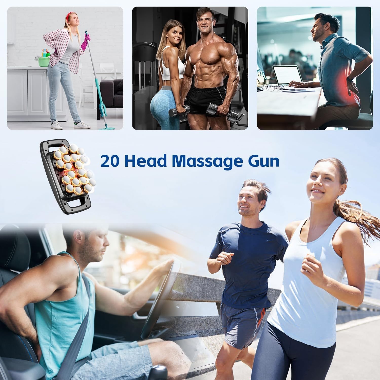 Powerful Handheld Muscle Massager with 9 Modes, Portable & Cordless Design