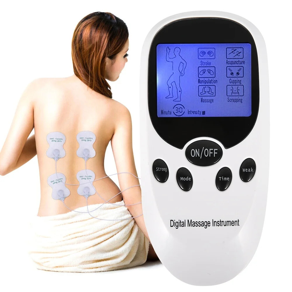 TENS Machine USB Electrical Muscle Stimulator Massager Pulse Dual Channel White