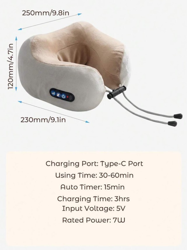 U-Shaped Electric Heated Neck Massaging Pillow