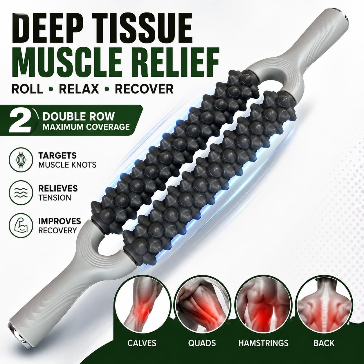 Deep Tissue Massage Roller Stick – Portable Muscle Recovery Tool for Legs, Back
