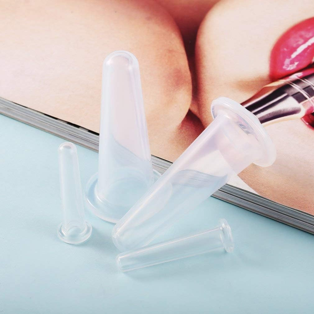 4Pcs Transparent Massage Cupping Set Silicone Mini Facial Cups Face Massager Hel