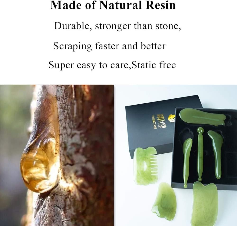7 Pieces Gua Sha Scraping Massage Tool,Natural Resin GuaSha Tool Massage Tools S