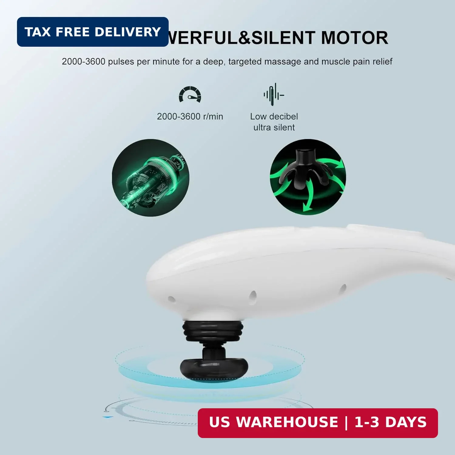 MEGAWISE Handheld Back Massager | Deep Tissue Percussion Relief for Back, Neck,