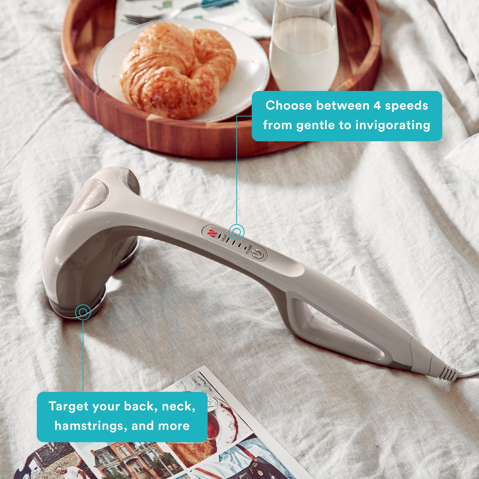 HoMedics Percussion Action Massager with Heat | Adjustable Intensity, Dual