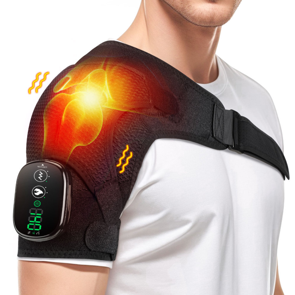 Cordless Shoulder Massager Heated Vibration Shoulder Brace for Joint Pain Relief