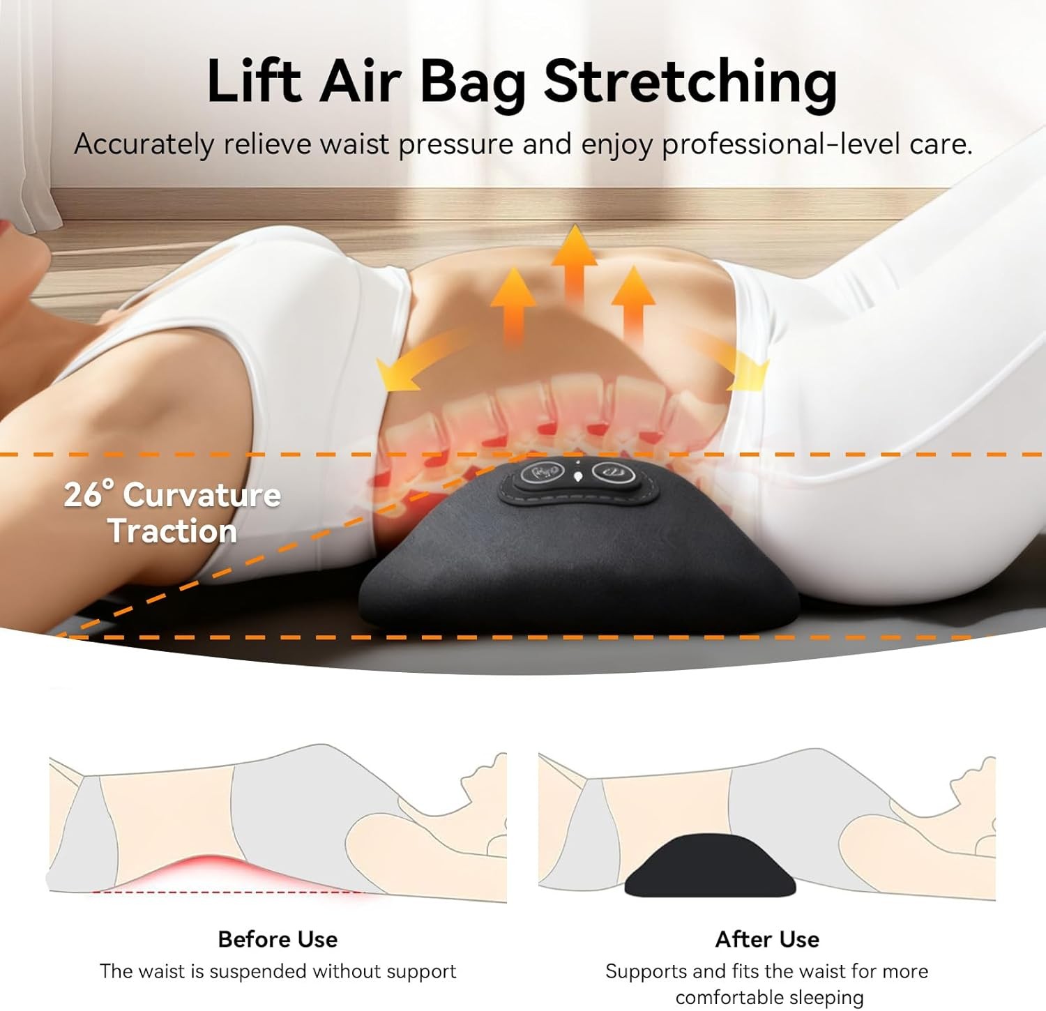 3 In 1 Electric Lumbar Support Pillow Smooth Spine Triple Fusion Back Massager