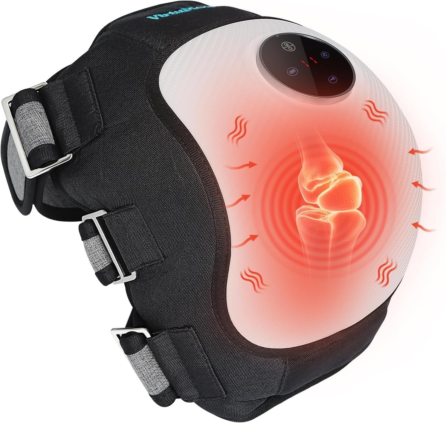 3 Vibration Electric Knee Massager-Heating Pad 5000mAh, Cordless Portable Heated