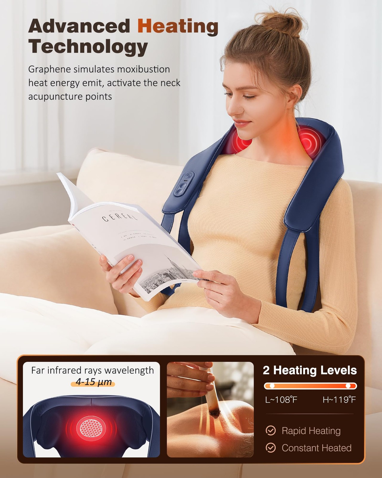 KNQZE Neck and Shoulder Massager with Heat, Father Day Gift, Cordless Back an…
