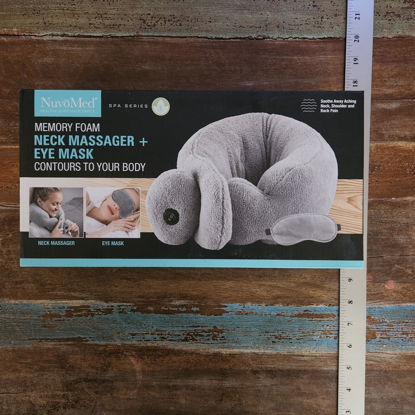 NuvoMed Memory Foam Neck Massager & Eye Mask In Gray Contours To Your Body NEW!