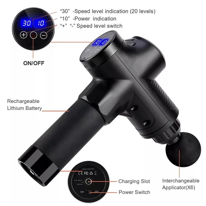 USB Massage Gun Muscle Relaxation Percussion Massager Deep Tissue Muscle
