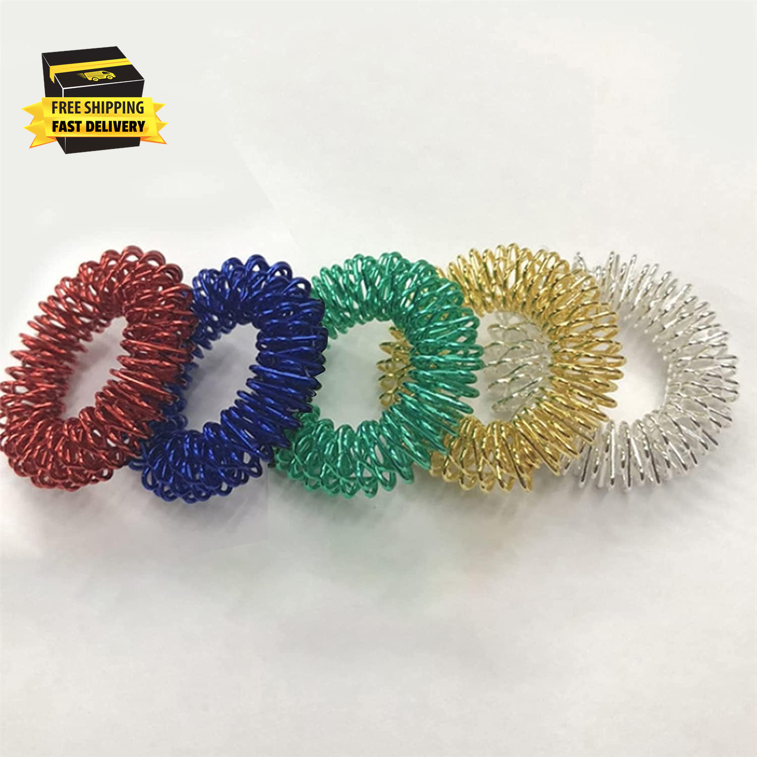 5Pcs Multicolor Finger Massage Rings Prickly Sensory Acupressure Ring, Color Pro