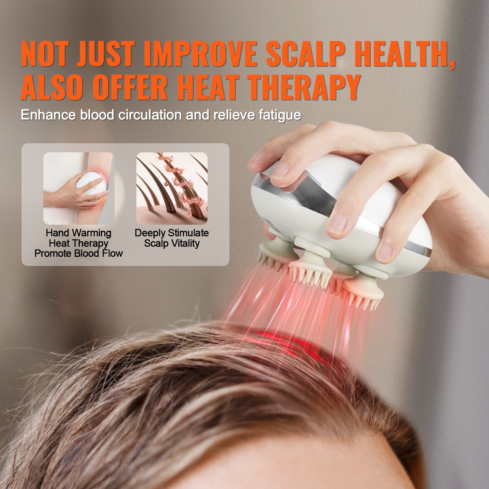 Uimoso Electric Scalp Massager with Heat Rechargeable Head Massager Waterproof