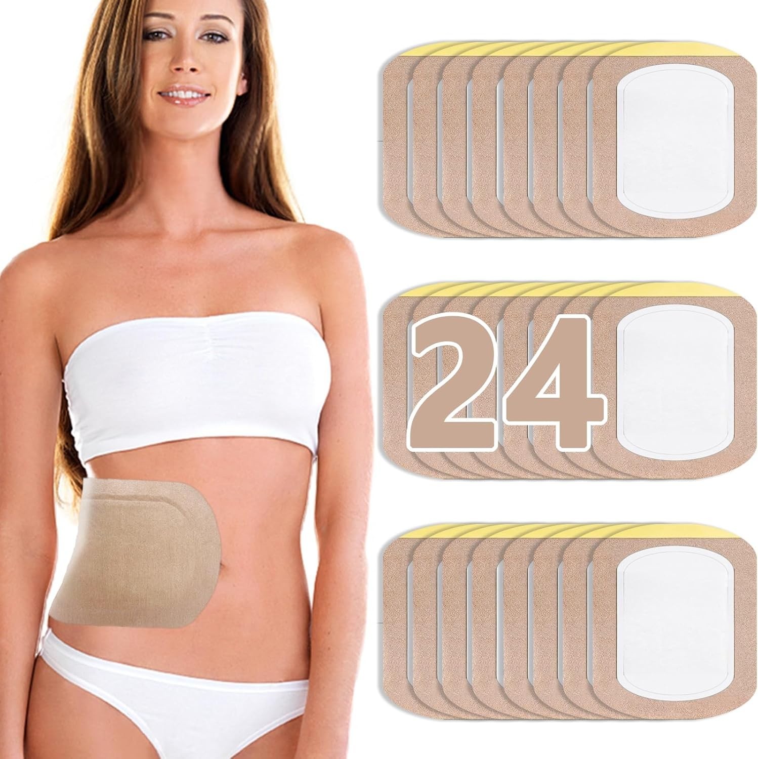 24Pcs Castor Oil Pack Wrap Organic Cotton Castor Oil Patches Disposable Self-…