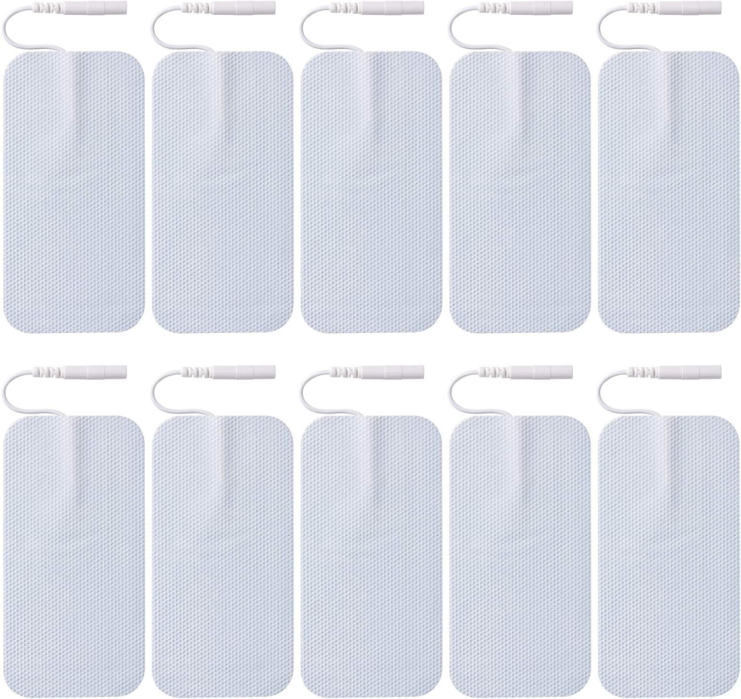 Premium 10-Pack 2×4 Inch Reusable TENS Unit Electrode Pads with 2mm Connector
