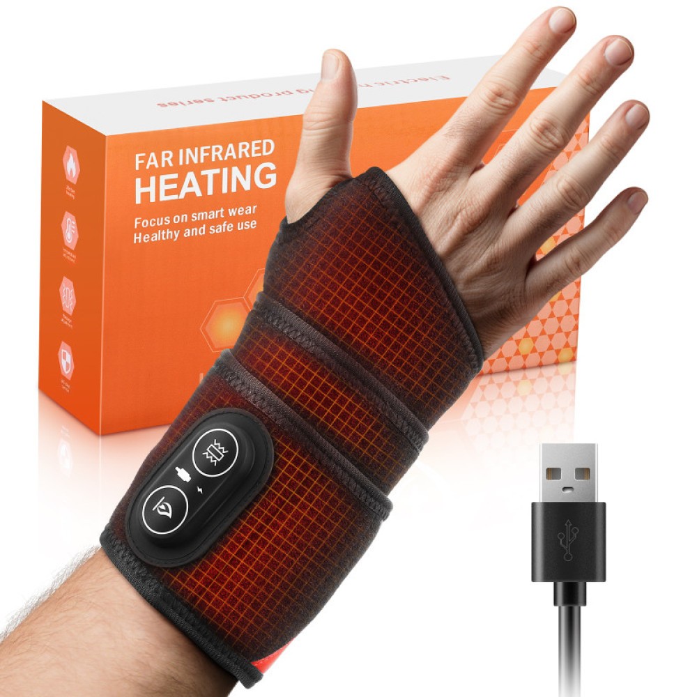 Electric Wrist Massager Brace w/ Heat & Vibration for Carpal Tunnel, Arthritis