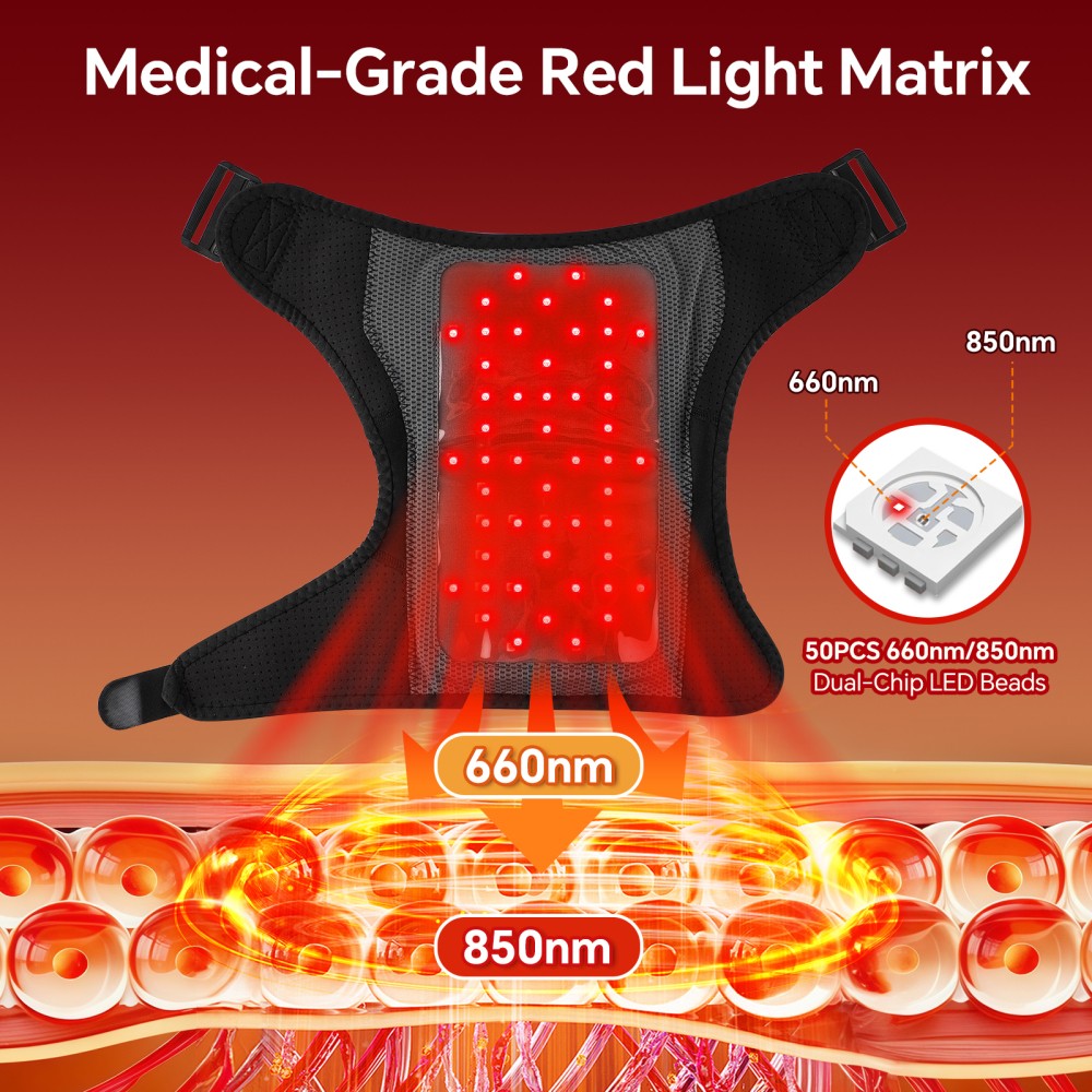 2 IN 1 660nm & 850nm Red Light Therapy Shoulder Massager Vibration Pain Relief