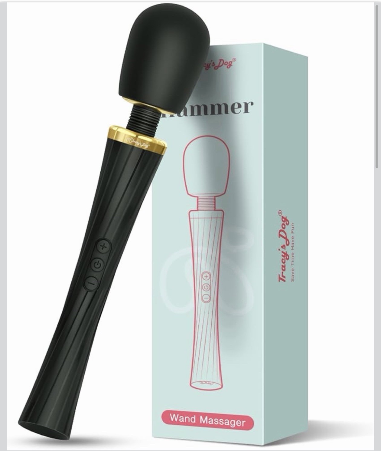 Tracy’s Dog Hammer Wand Massager IPX6 Waterproof Rechargeable Vibration BK/GL