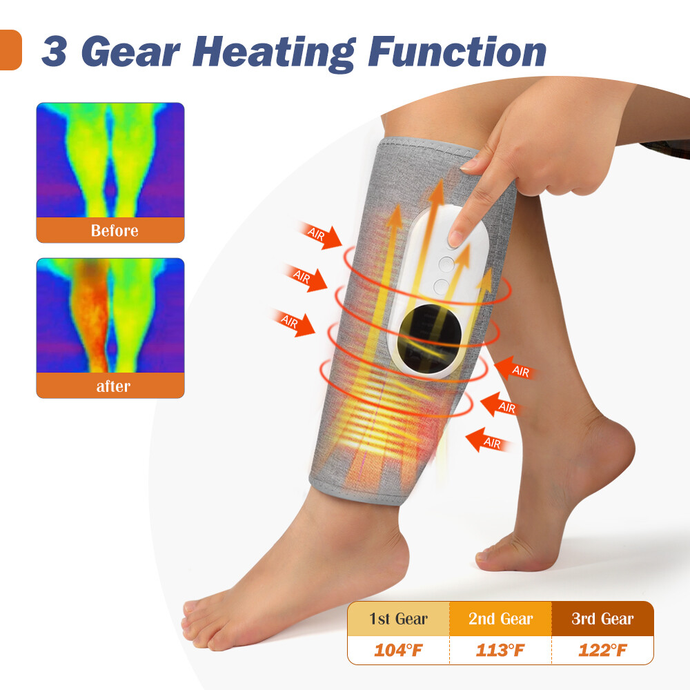 Leg Massager for Circulation Air Compression Calf Knee Foot Massager Heat