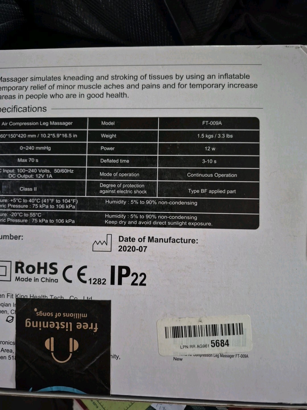 FIT KING FT-009A Leg Air Compression Massager