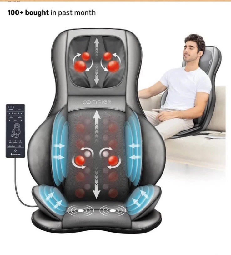 Mynt Shiatsu Massage Cushion for Neck & Back w/ Heat Remote, Gray