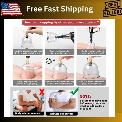 Cupping Therapy Set 19 Massage Cups for Back Pain Relief Physical with Hand Pump
