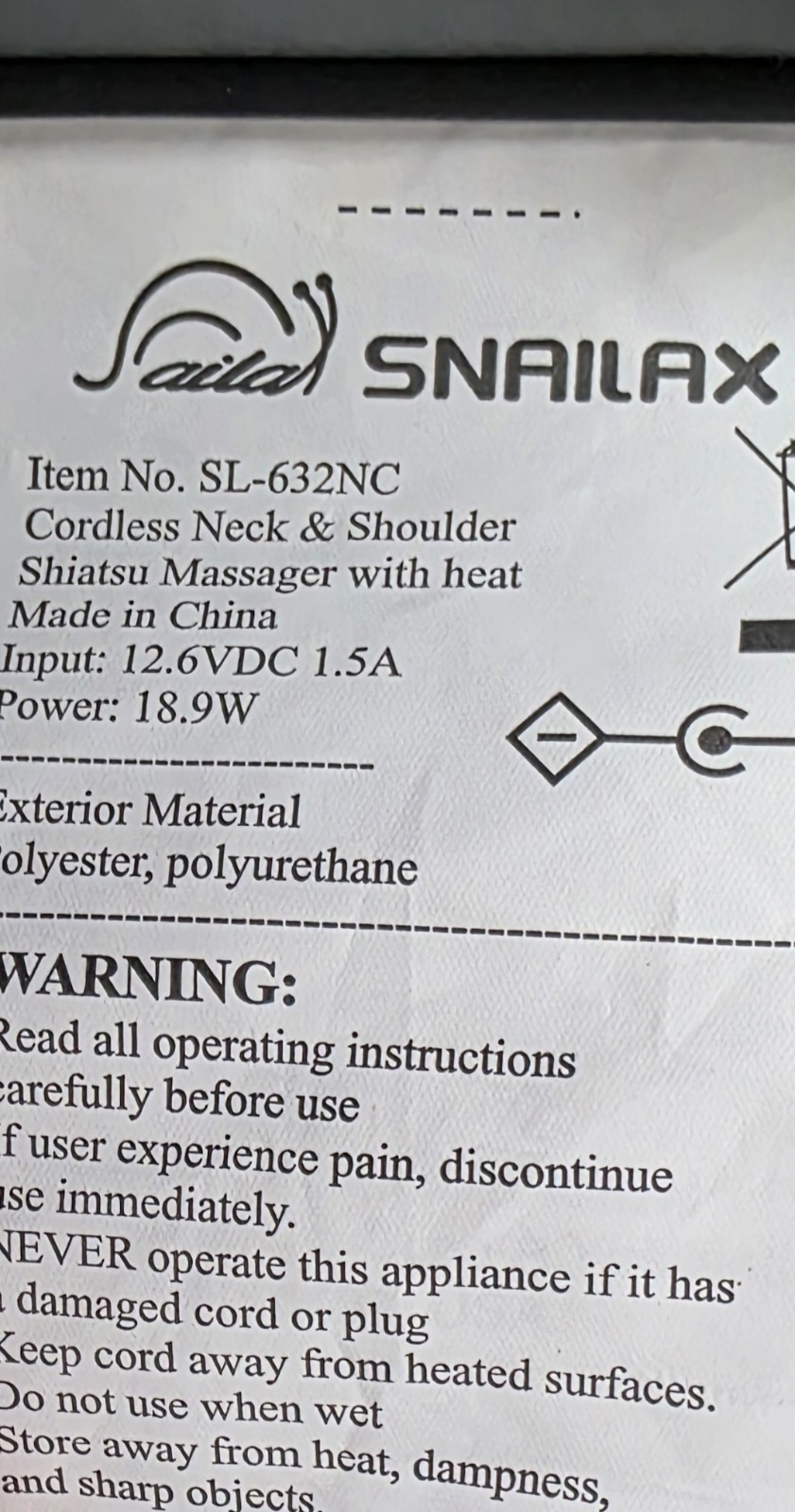 Snailax Neck & Shoulder Shiatsu Massager with Heat. Model SL-632NC.