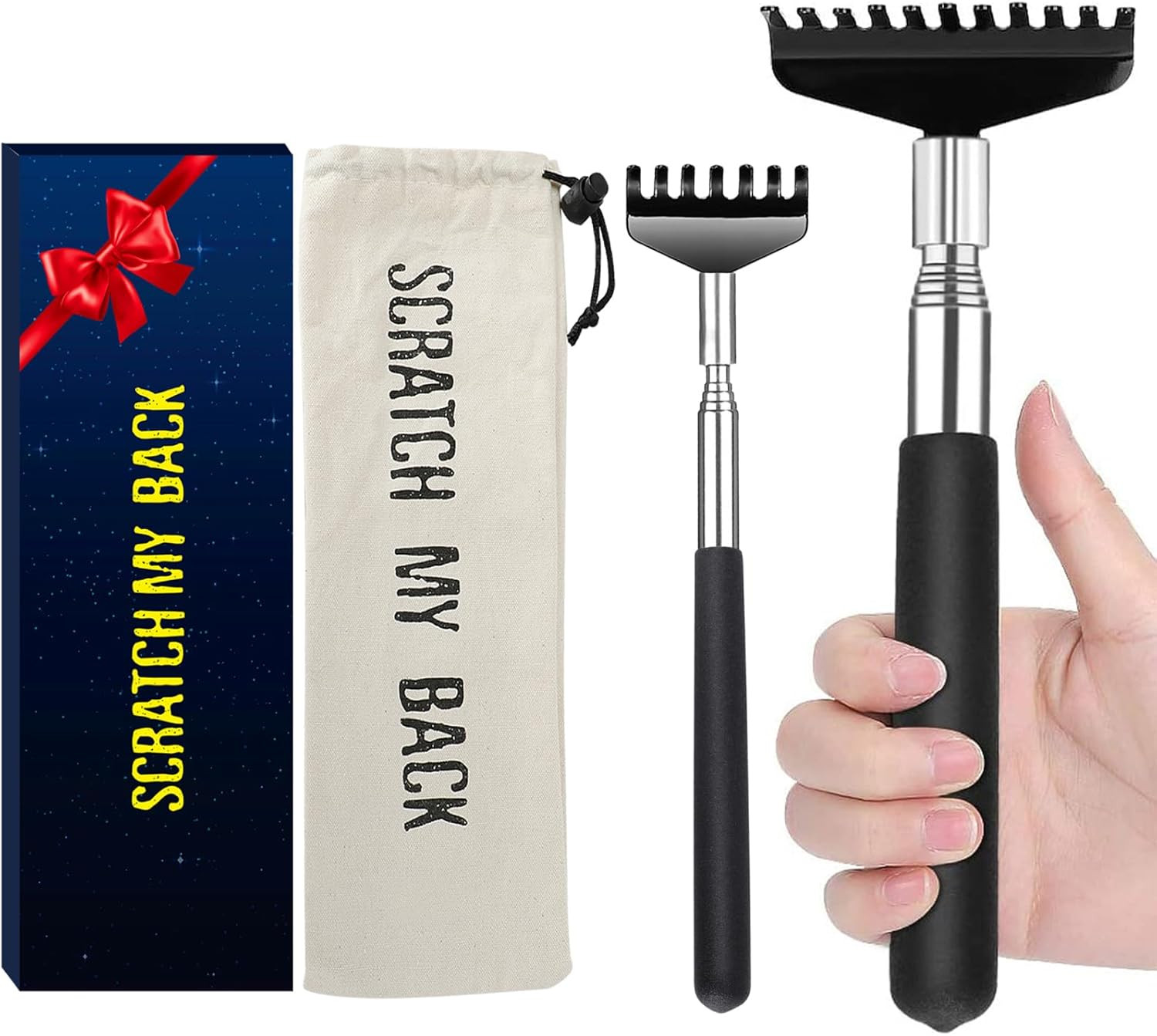 Oversized Back Scratcher Gift Set, 2 Pack, Upgraded Metal Stainless Steel Telesc