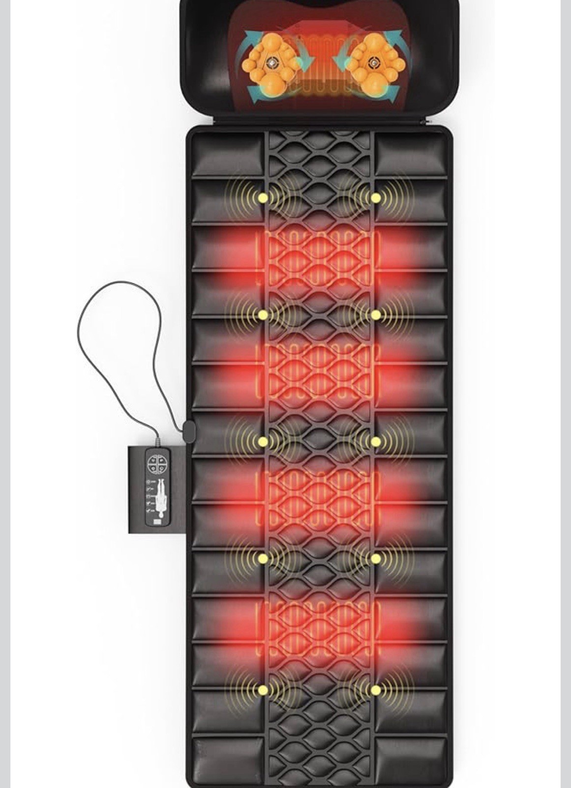 DOPICT Heated Shiatsu Vibrating Full Body Massage Mat Black Timer Remote Control