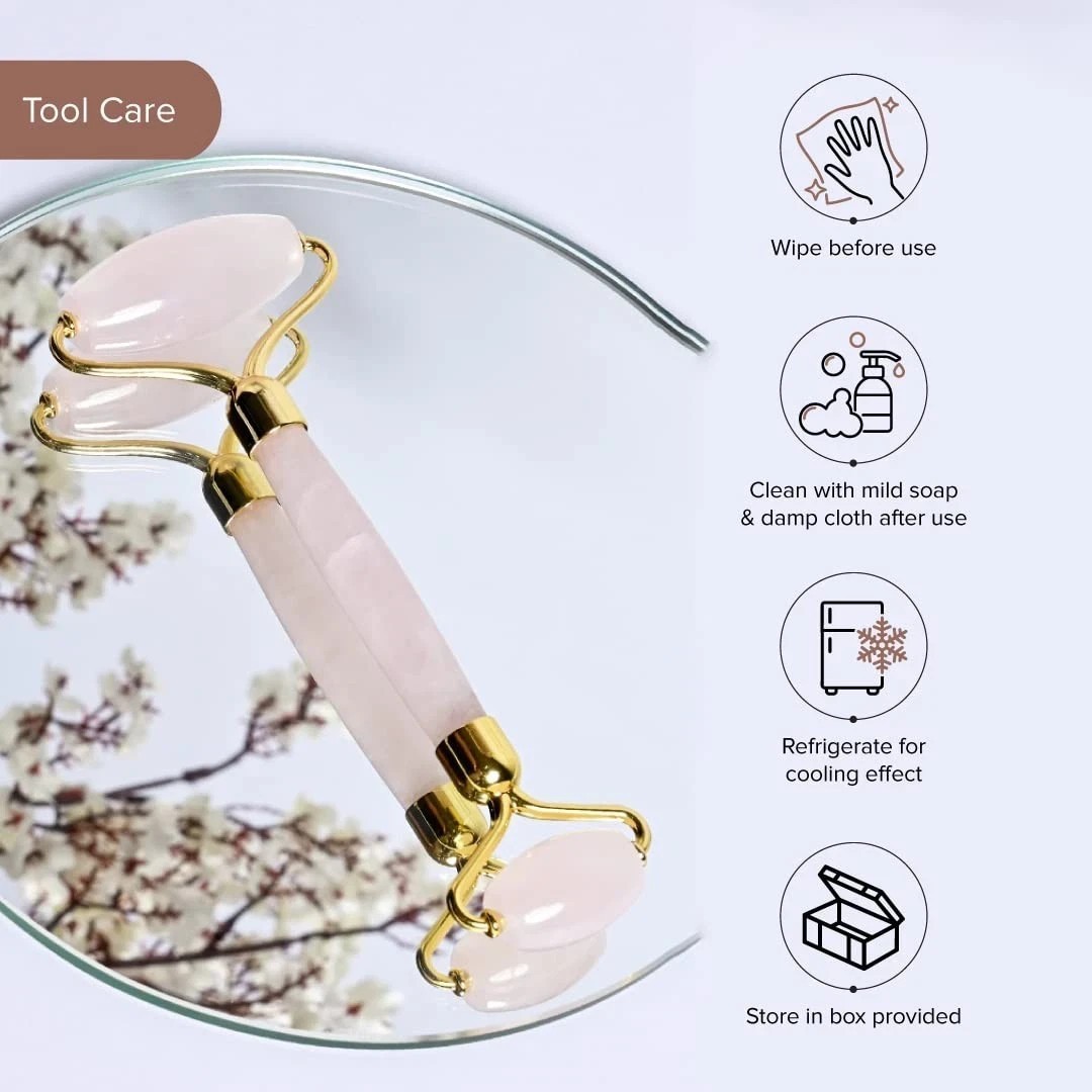 Dromen & Co Rose Quartz Facial Roller For Face Massage 1 Piece e128