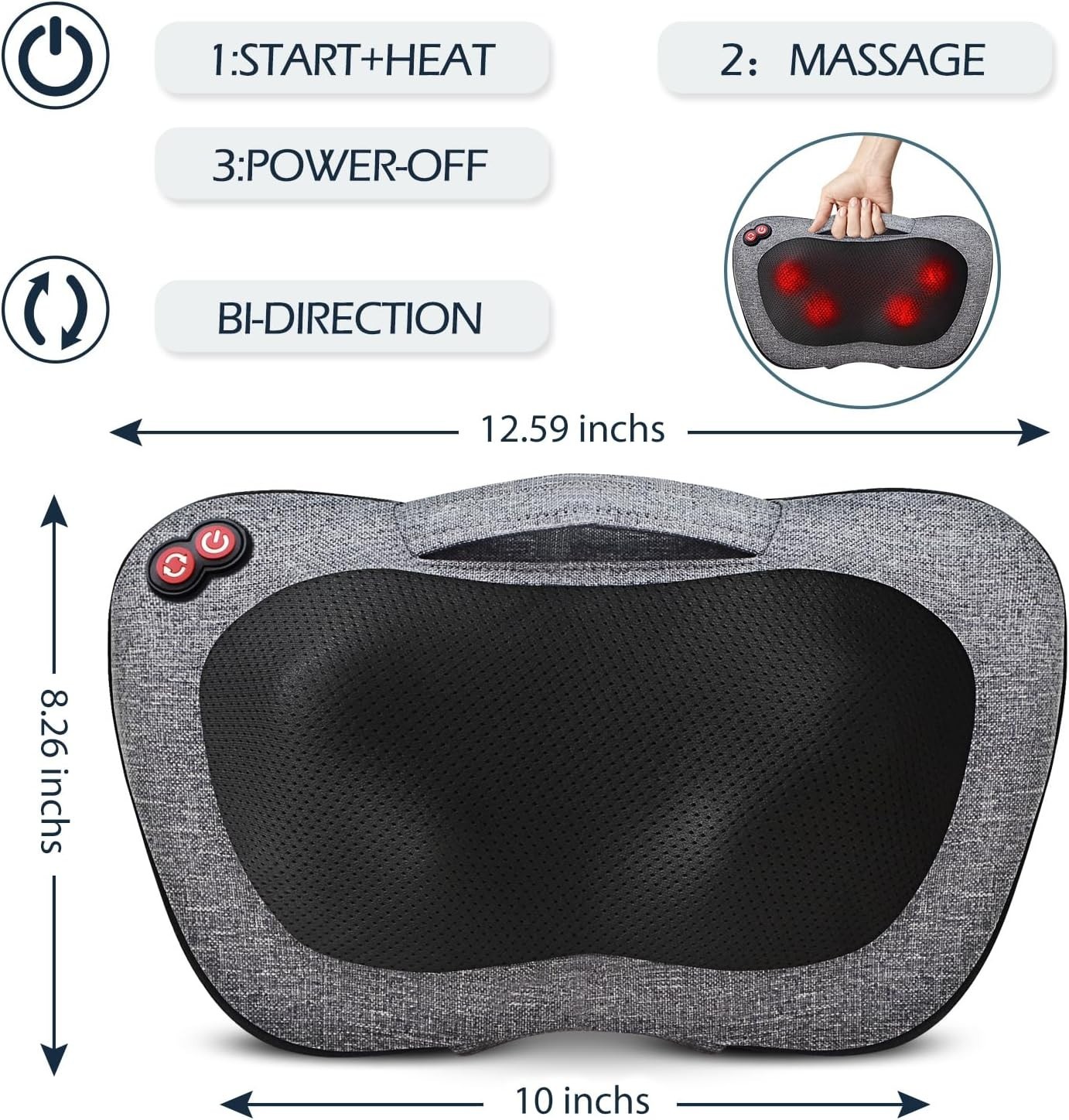 Shiatsu Back Massager with Heat Deep Tissue for Neck Shoulder Back Pain Relief
