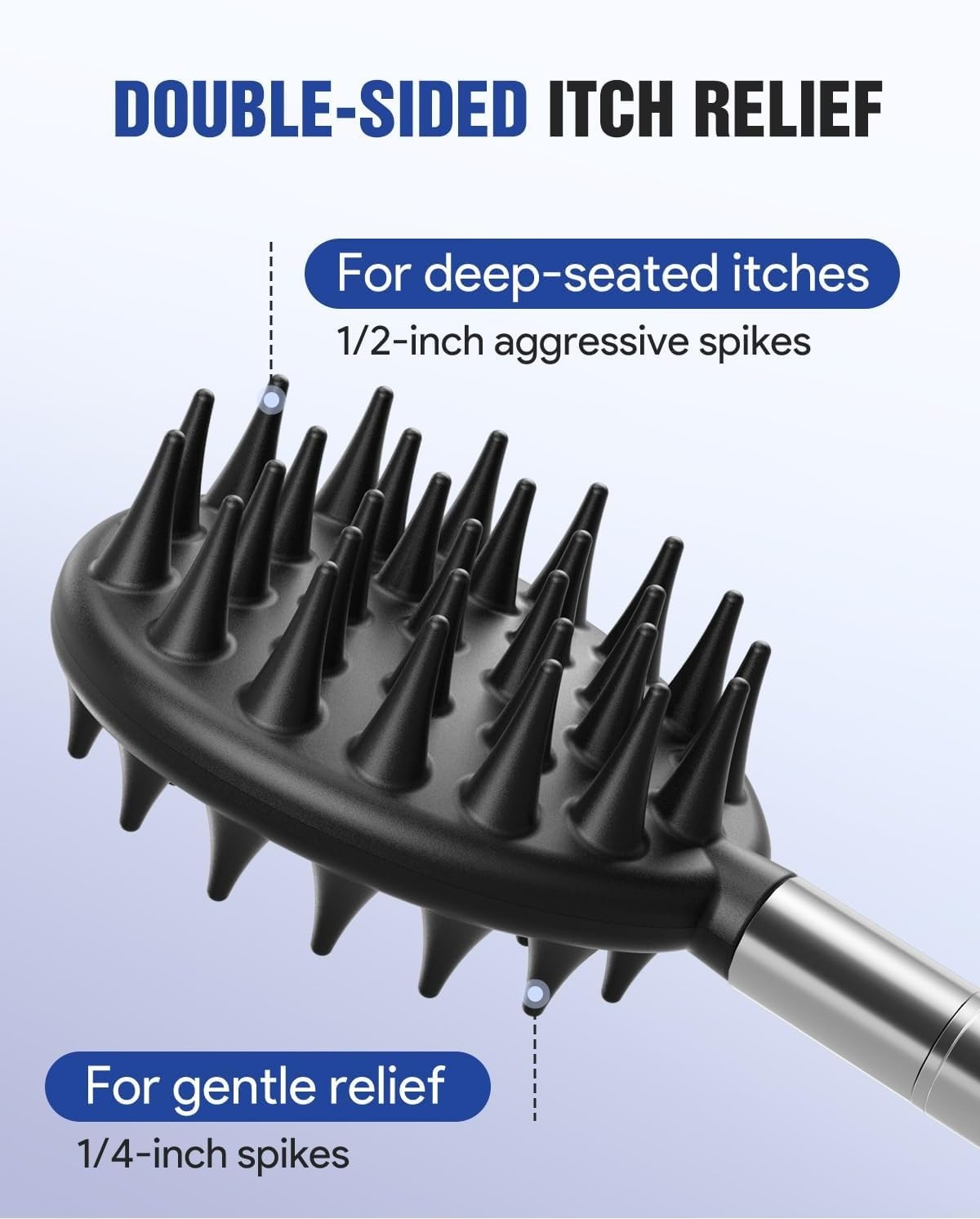 Telescoping Large Back Scratcher with 5 Detachable Heads,Rubber Handles Gifts fo
