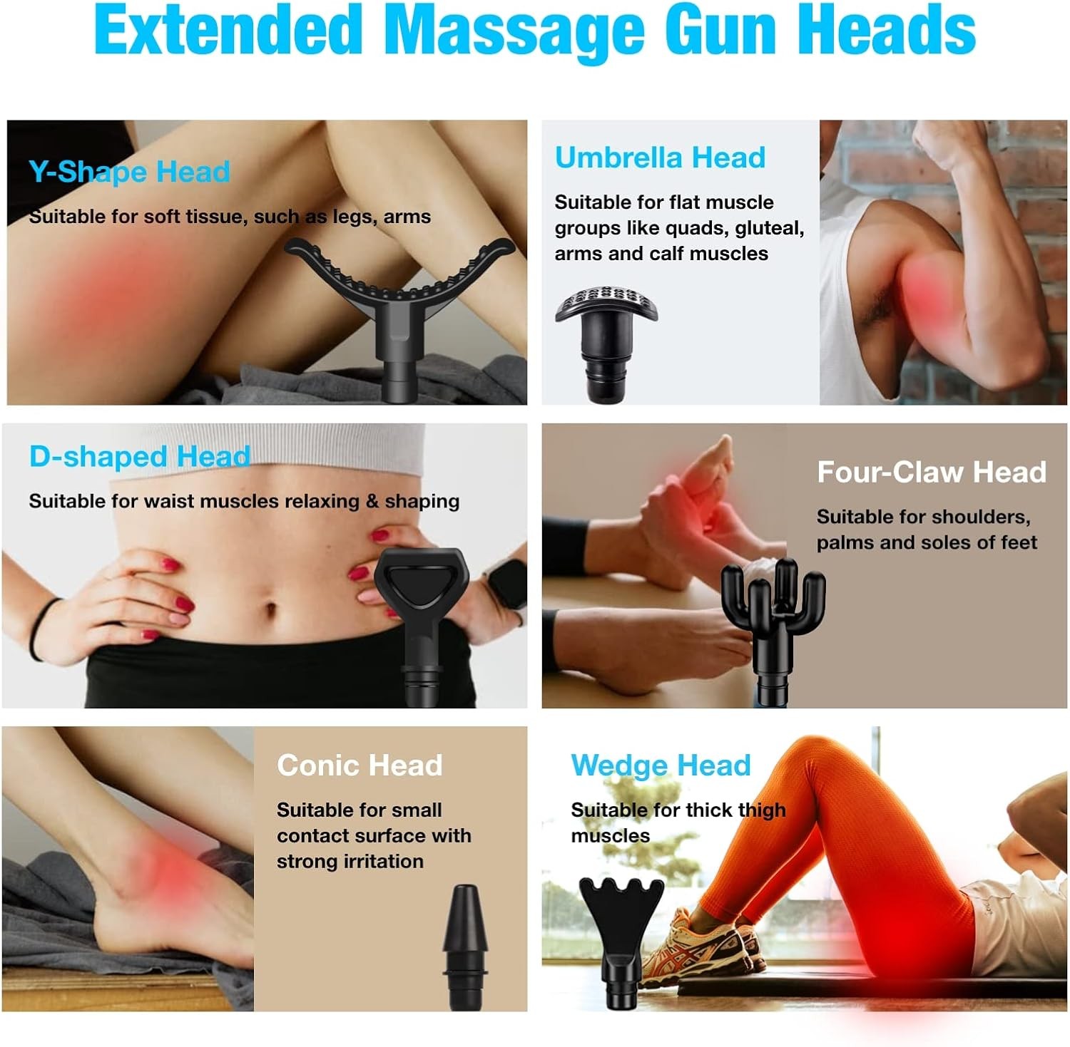 AiRelax Massage Gun Attachments for Hypervolt Go, Upgraded 15 PCS Massager Heads