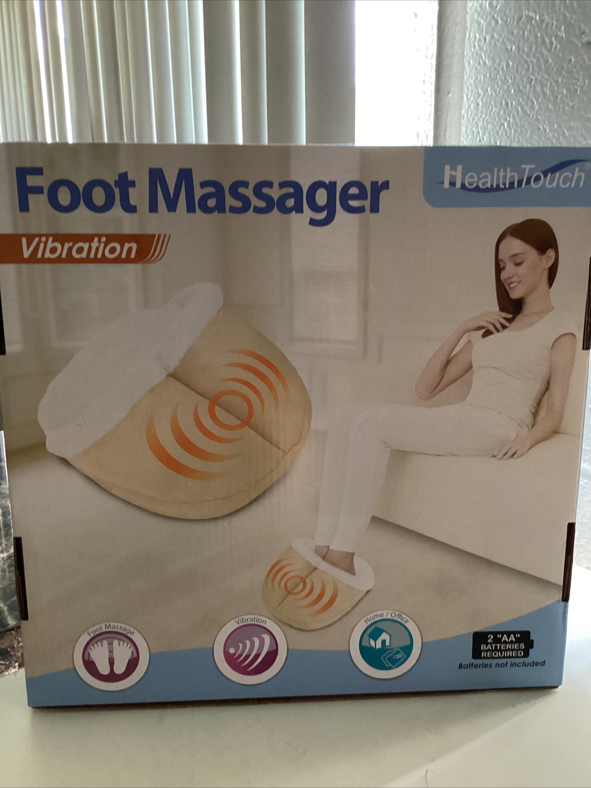 Health Touch Brand Foot Massager Vibration Tan & Cream Color