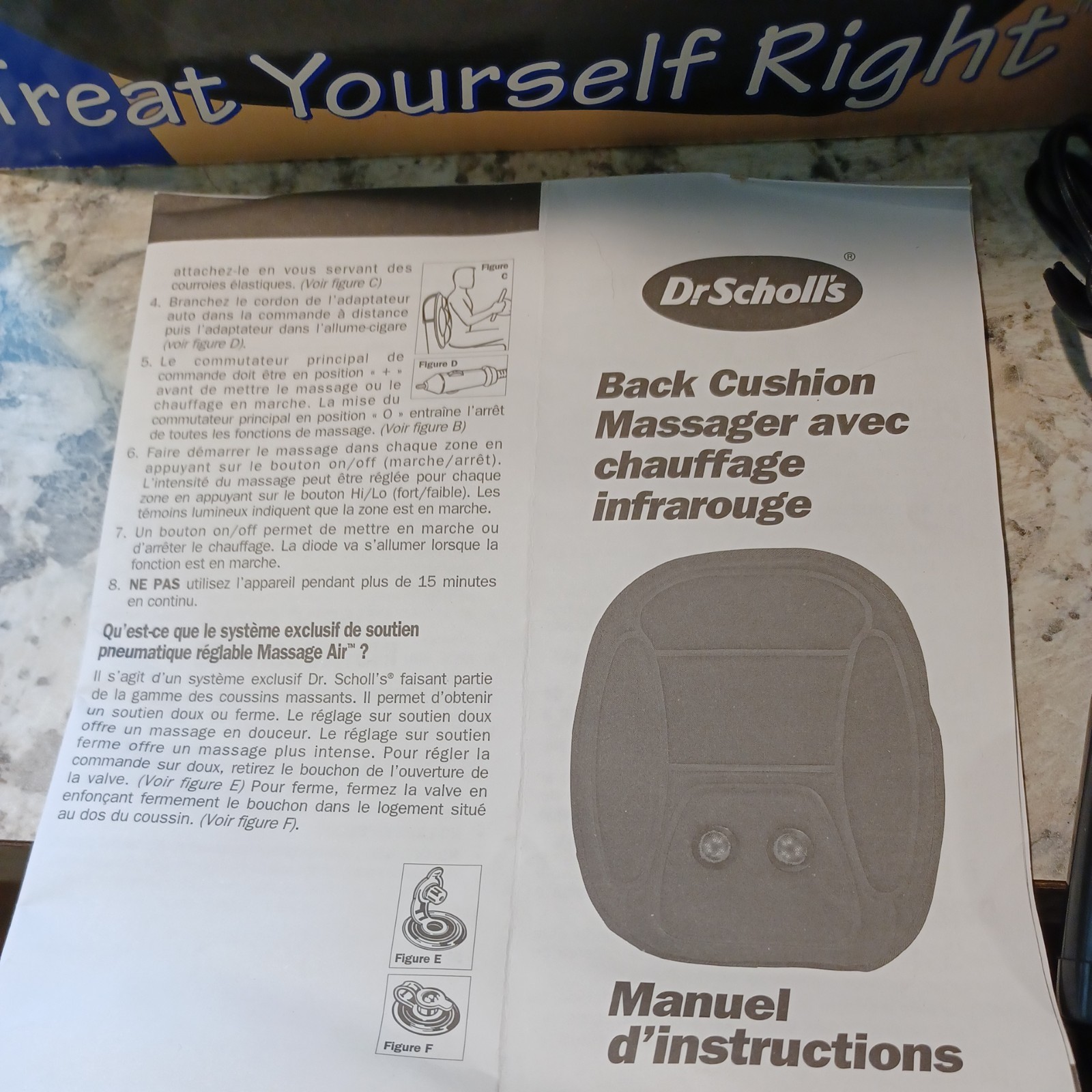 Dr. Scholls Back cushion Massager With Heat car adapter included never used