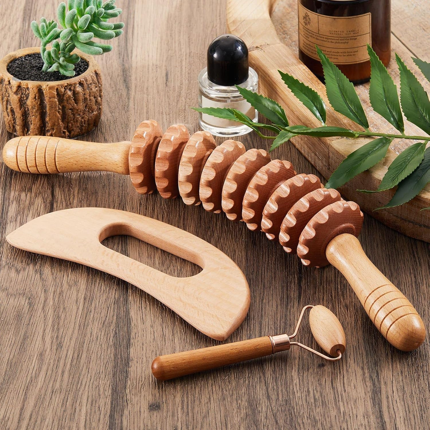 16-In-1 Wood Therapy Massage Tools Set Maderoterapia Kit Therapy Tools for Bo…
