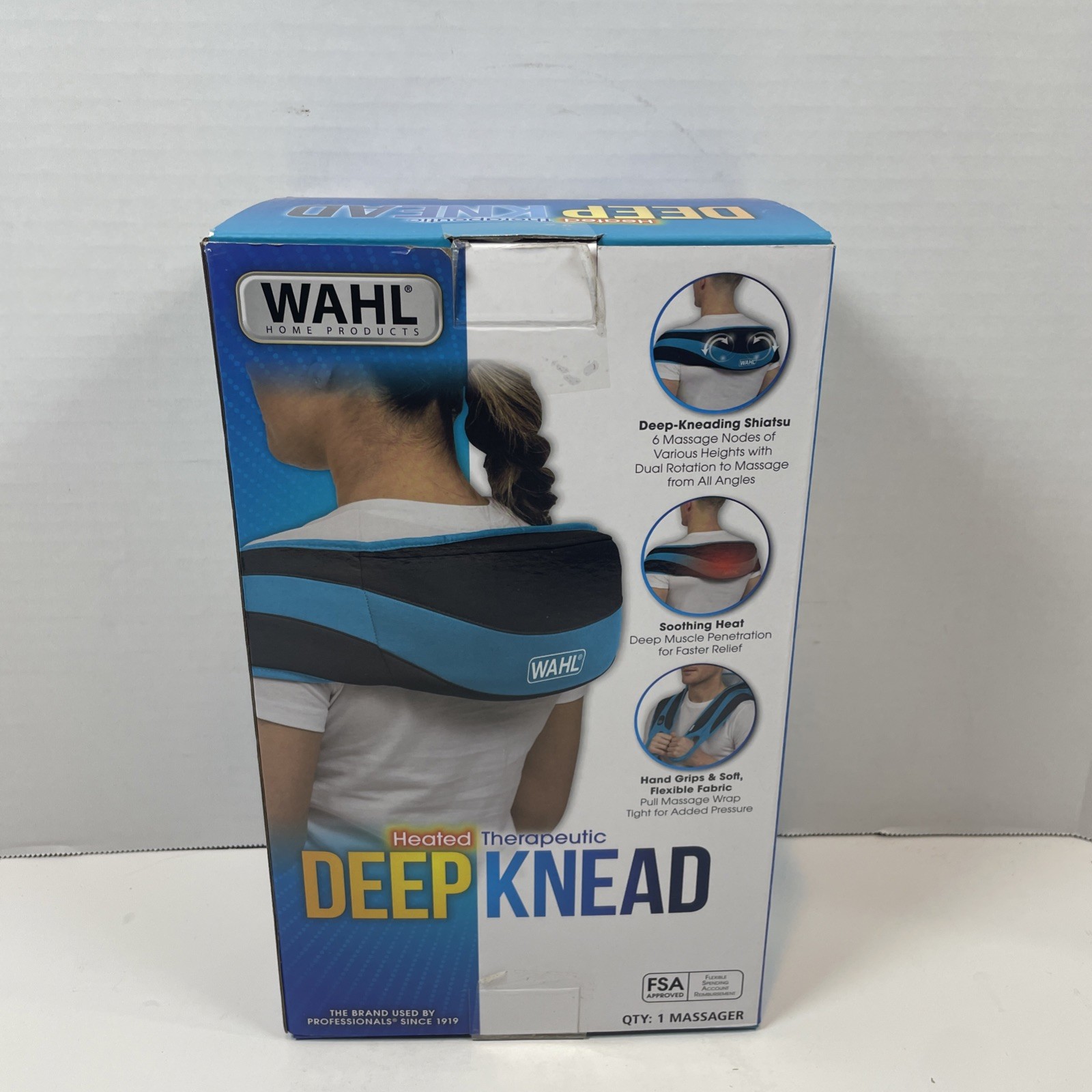 Wahl Massager Unisex OS Blue Deep Knead Heated Therapeutic Shiatsu Massage Wrap