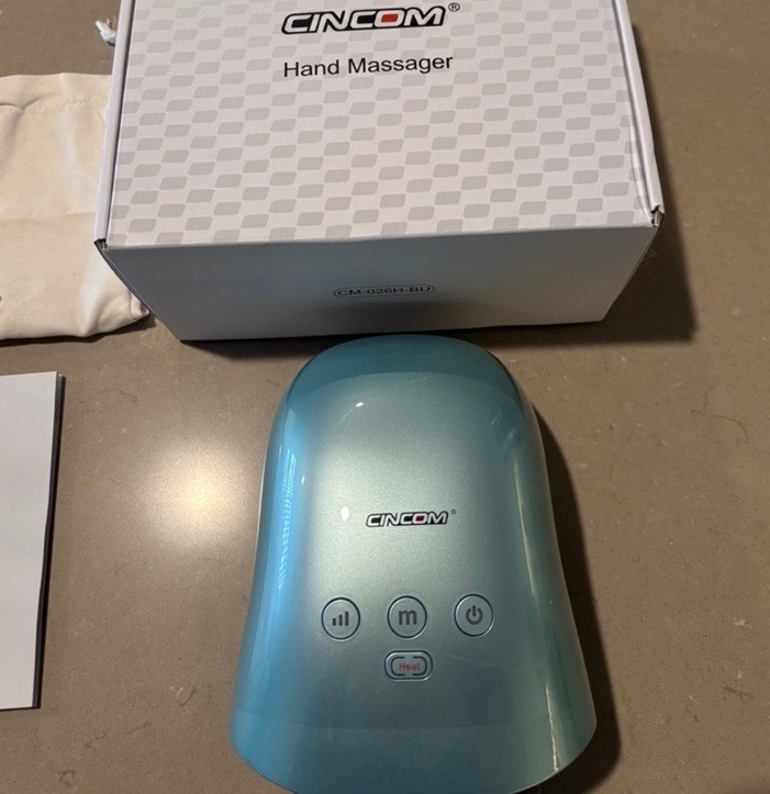CINCOM Hand Massager Blue Heat Setting Battery Powered 110V CM-026H-BU