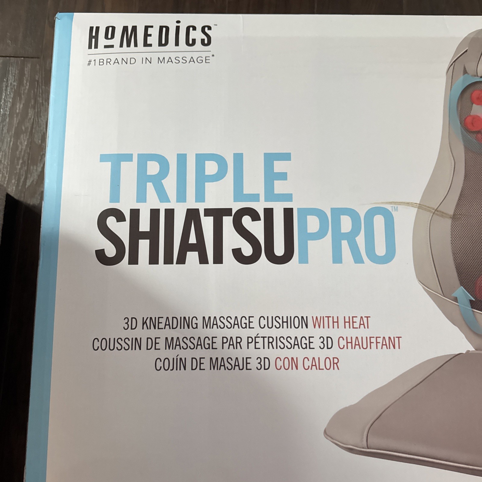 HoMedics Triple Shiatsu Pro 3D Kneading Massage Cushion w/Heat Relax Home Office