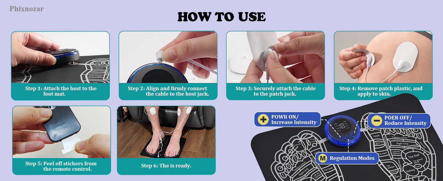 EMS Foot Massager Mat With Remote Control Muscle Relaxation, Back & Leg, TENS