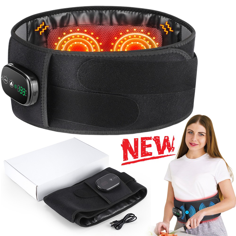 Electric Lower Back Massager for Pain Relief Heated Vibration Waist Lumbar Belt