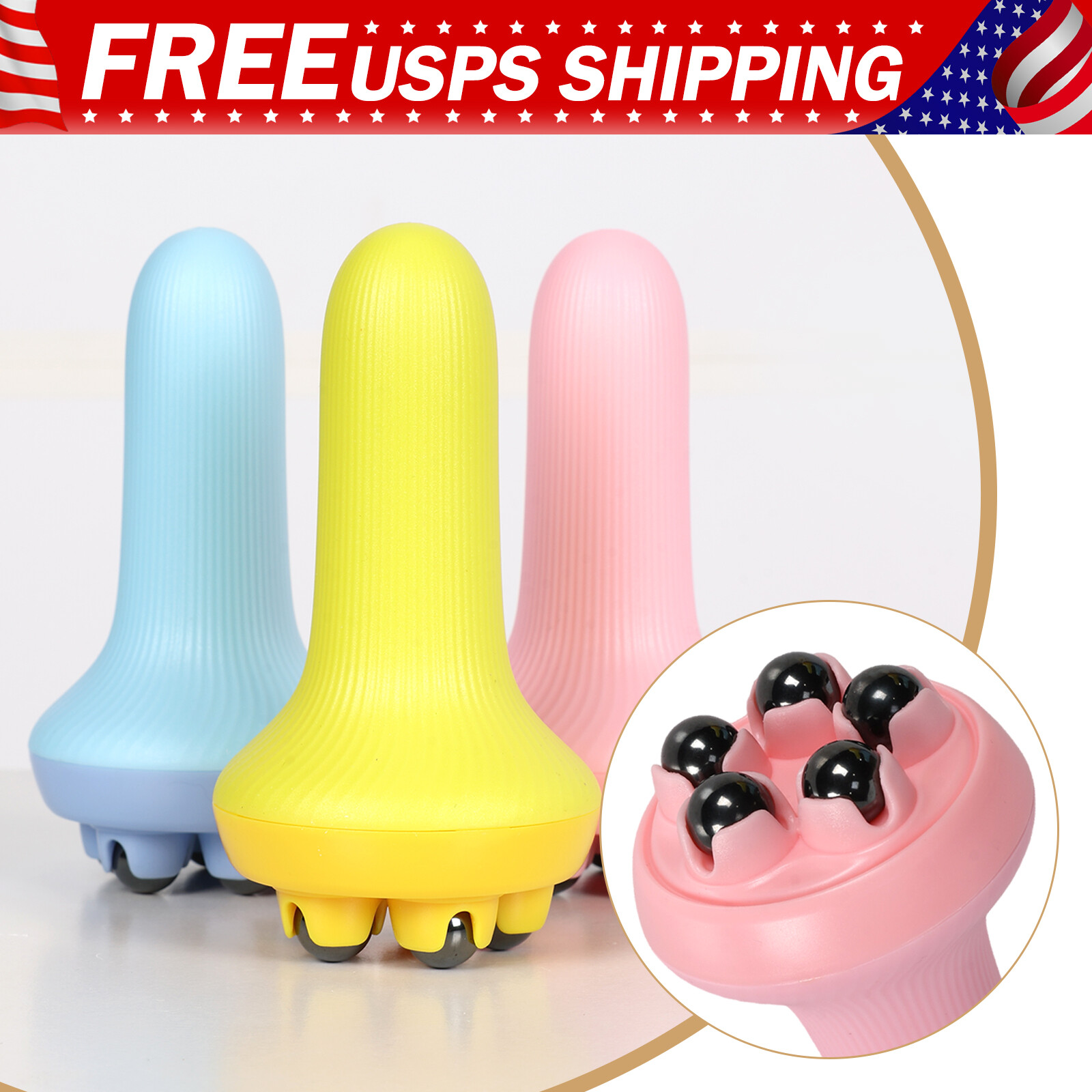 Handheld Body Massager with 5 Roller Balls for Back Neck Leg Muscle Pain Relief