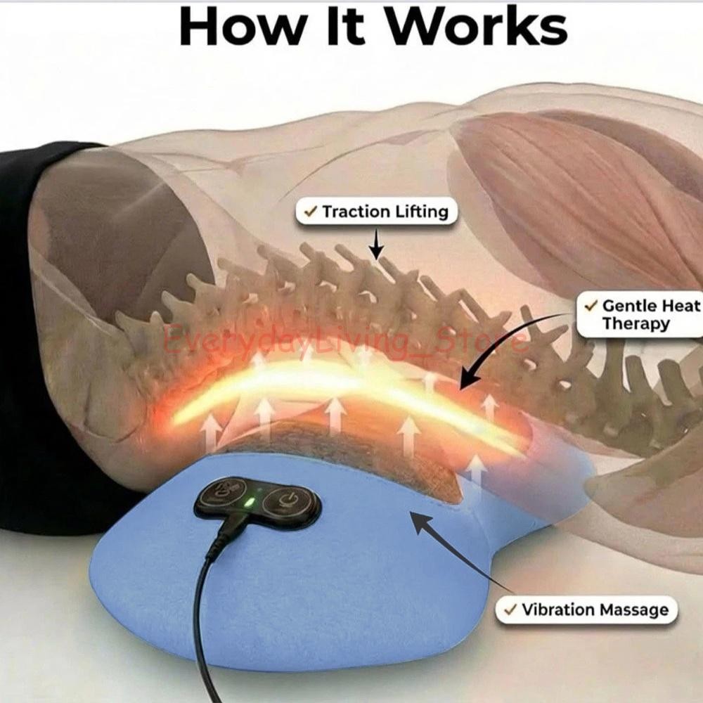 3-In-1 Electric Lumbar Support Pillow Smooth Spine Triple Fusion Back Massager