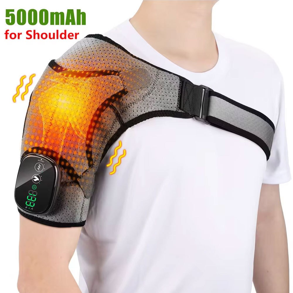 Electric Heated Shoulder Massager With Vibration Massage Brace Joint Pain Relief