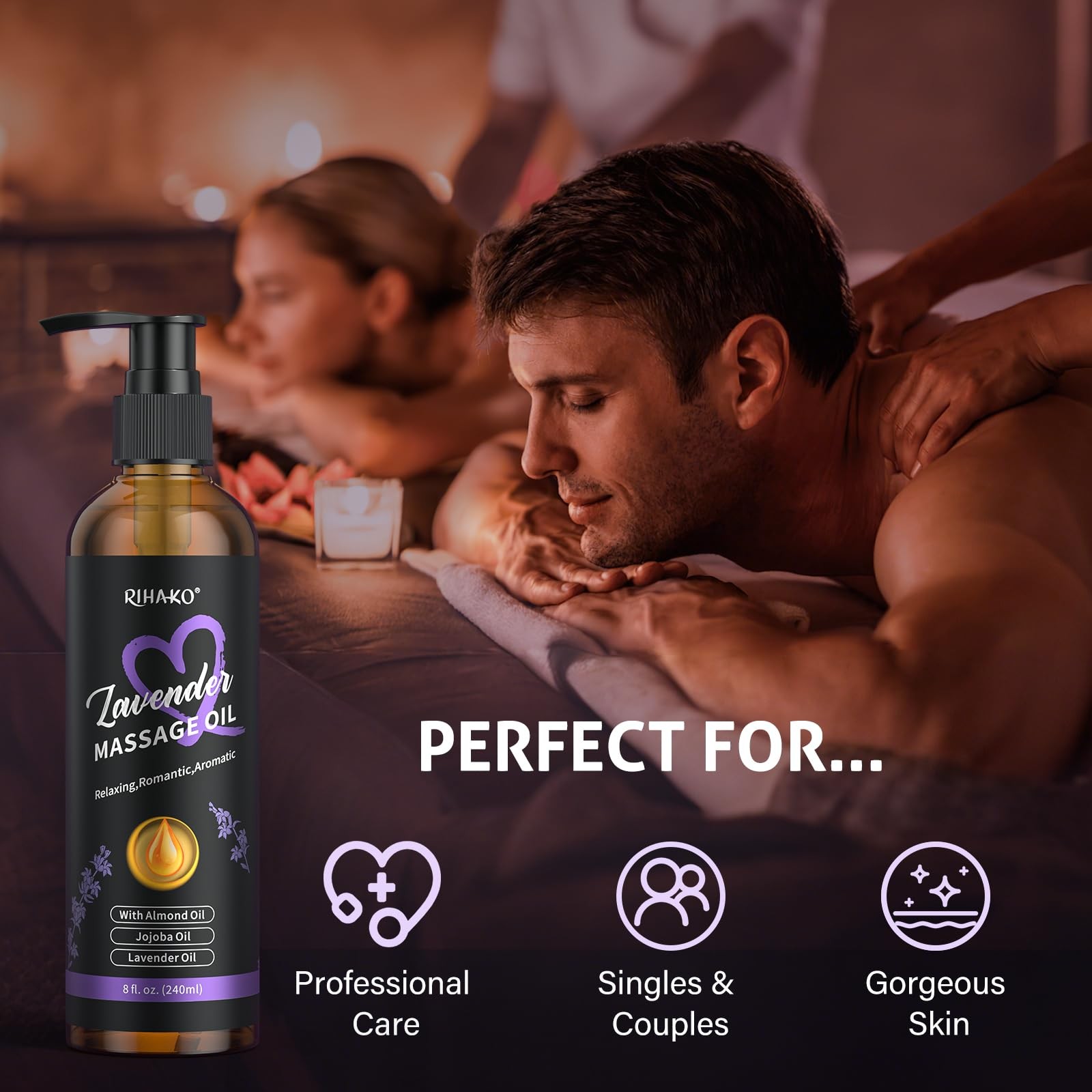 Lavender Sensual Massage Oil for 8 Fl Oz (Pack of 1),